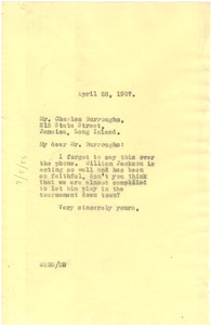 Letter from W. E. B. Du Bois to Charles Burroughs