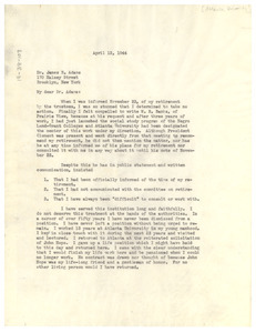 Letter from W. E. B. Du Bois to James B. Adams