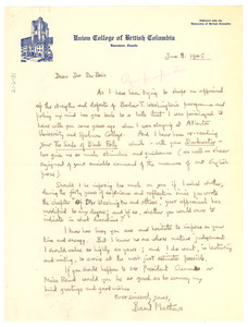 Letter from Basil Mathews to W. E. B. Du Bois