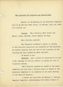 Minutes of the meeting of the Executive Committee of the Institute for Crippled and Disabled Men