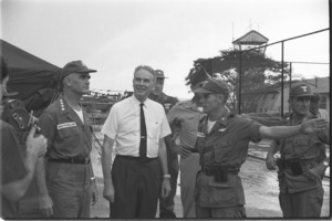 General Taylor and Westmoreland at Bien Hoa Air Base inspecting damages, Bien Hoa Province.