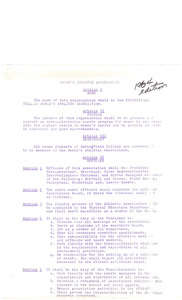 Women's Athletic Association Constitution, 1964