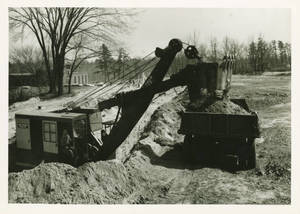 Excavation for the foundation of the Memorial Field House at Springfield College, 1947