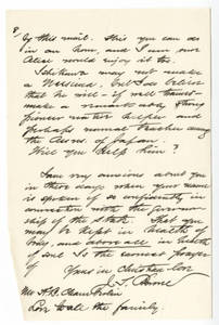 Partial Letter from Jacob T. Bowne (1890-1891?)