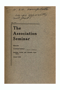The Association Seminar (vol. 20 no. 9), June 1912