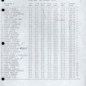 Total payroll hours for Puerto Rican Festival of Massachusetts, Inc. in 1994
