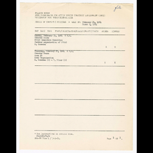 Agenda, minutes, summary and comments and attendance list for Citizens Urban Renewal Action Committee (CURAC) Executive Committee and area #9 meetings in February 1964