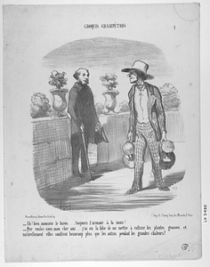 - Eh bien, monsieur le baron... toujours l'arrosoir à la main! - Que voulez-vous, mon cher ami... j'ai eu la folie de me mettre à cultiver les plantes grasses et naturellement elles souffrent beaucoup plus que les autres pendant les grandes chaleurs!