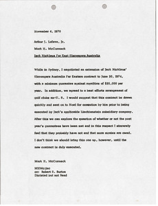 Memorandum from Mark H. McCormack to Arthur J. Lafave Jr.