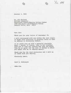 Letter from Mark H. McCormack to Ann Wieland
