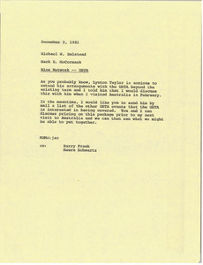 Memorandum from Mark H. McCormack to Michael W. Halstead