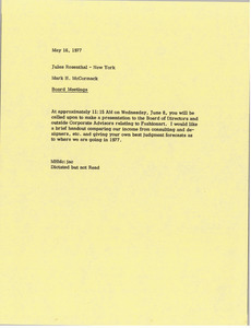 Memorandum from Mark H. McCormack to Jules Rosenthal