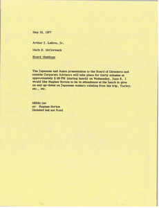 Memorandum from Mark H. McCormack to Arthur J. Lafave