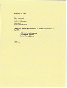 Memorandum from Mark H. McCormack to Jules Rosenthal