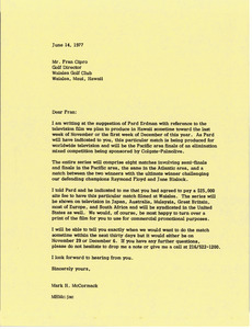 Letter from Mark H. McCormack to Fran Cipro