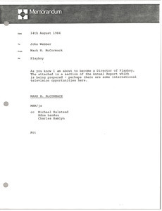 Memorandum from Mark H. McCormack to John Webber