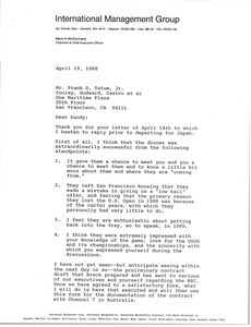 Letter from Mark H. McCormack to Frank D. Tatum