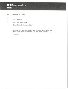 Memorandum from Mark H. McCormack to Jeff Harvey