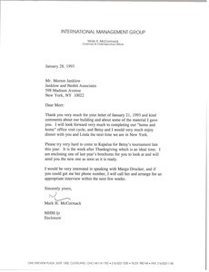 Letter from Mark H. McCormack to Morton Janklow