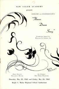 Program for New Salem Academy's performance of Flower Drum Song