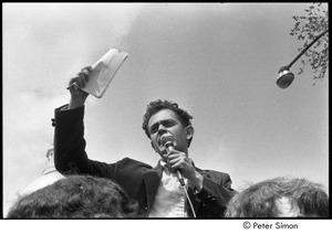 Kent State Shooting Demonstration at the Boston State House: protestor speaking at the entrance to Boston Common