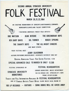 Second annual Syracuse University Folk Festival, March 20, 21, 22, 1964