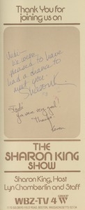 Thank you card from Sharon King to Judi Chamberlin