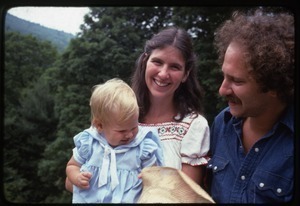 Judy and Steve Diamond with baby Crescent, Montague Farm Commune