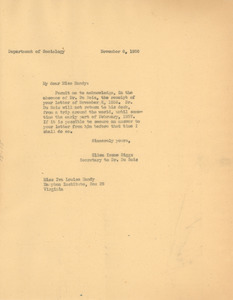 Letter from Ellen Irene Diggs to Iva Louise Handy