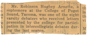 Clipping about Robinson Hughey Arnette
