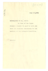 Memo from W. E. B. Du Bois to Walter F. White