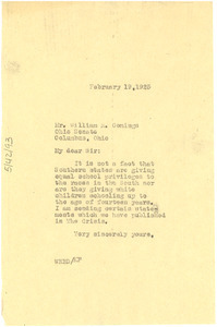 Letter from W. E. B. Du Bois to William R. Comings