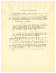 Resolution on U.N.R.R.A.