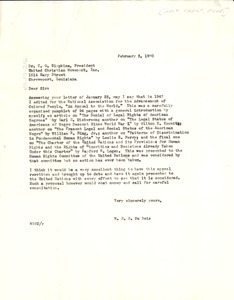 Letter from W. E. B. Du Bois to United Christian Movement, Inc.