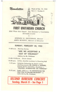 First Unitarian Church newsletter