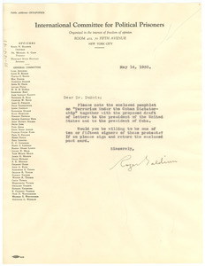 Letter from the International Committee for Political Prisoners to W. E. B. Du Bois