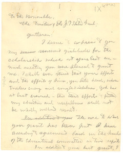 Letter from W. E. B. Du Bois to the John F. Slater Fund