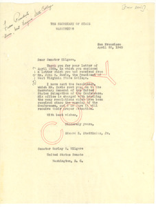 Letter from Edward R. Stettinius, Jr. to Harley M. Kilgore