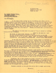 Letter from Mrs. W. E. B. Du Bois to Oklahoma City Black Dispatch