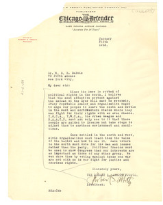 Letter from Robert S. Abbott to W. E. B. Du Bois
