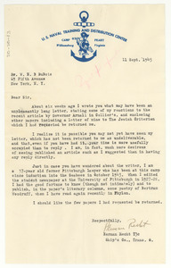 Letter from Herman Recht to W. E. B. Du Bois