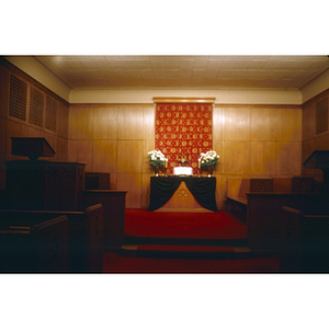 Bacon Chapel with draping in mourning for President Kennedy, 1963