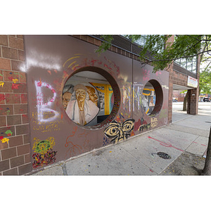 Harriet Tubman House The Honor Roll Mural on Columbus Avenue through facade from left