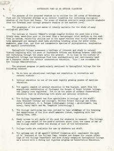 Watershops Pond as an outdoor classroom proposal and itinerary (August 20, 1965)