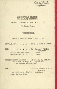 Springfield College Commencement Program (Summer 1940)