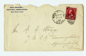 Envelope to a letter to Amos Alonzo Stagg from Yale University dated September 21 , 1891