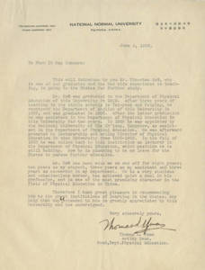 Letter to Springfield College from Thomas L. Yuan (June 5, 1936)