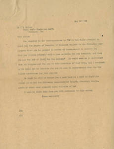 Letter to Thomas D. Patton from Springfield College (May 18, 1911)