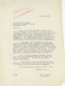 Letter from Paul Limbert to Raymond Kaighn (June 12, 1951)