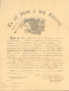 Discharge from the service of the United States, 1864 November 11